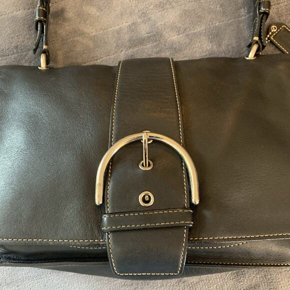 Coach 9741 Black Leather Soho Shoulder Bag, Handbag with Flap & Snap Closure - Picture 2 of 16
